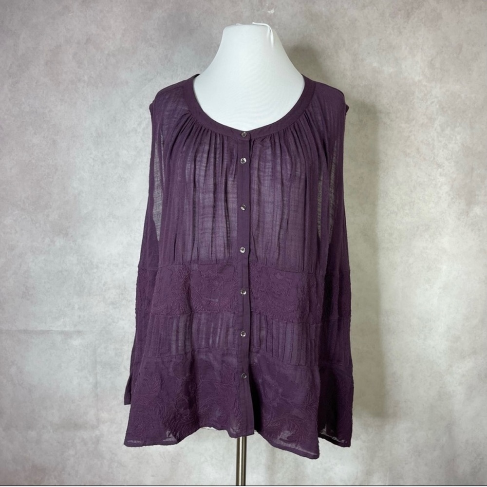 Free People Purple Sleeveless Floral Lace Tunic Mini Dress Flowy Size XS